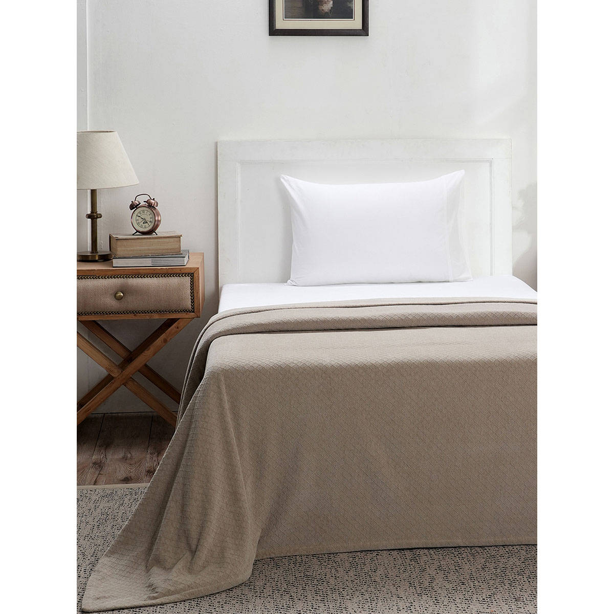 Maspar Grey Cotton Bed Cover (Single)