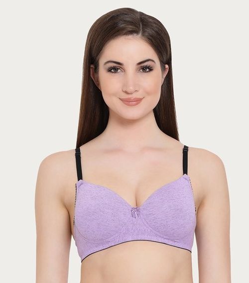 Buy Clovia Cotton Rich Solid Padded Full Cup Underwired Push-Up Bra - Light  Purple Online