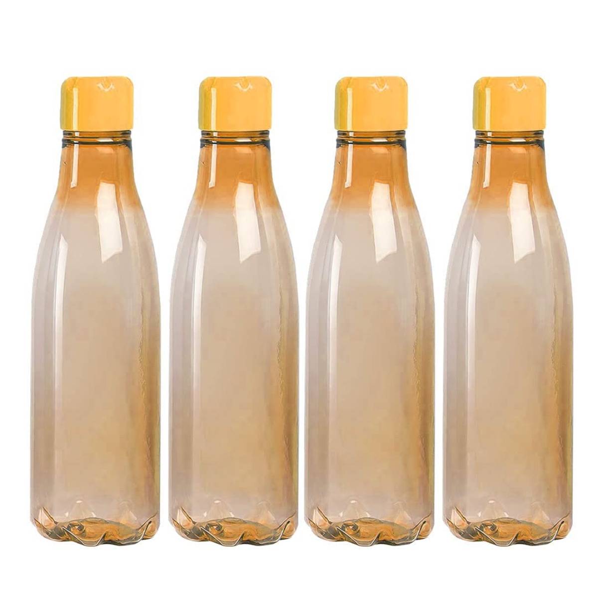 Kuber Industriess For Kids & Adults Refrigerator Plastic Bottle Set of 4 Orange