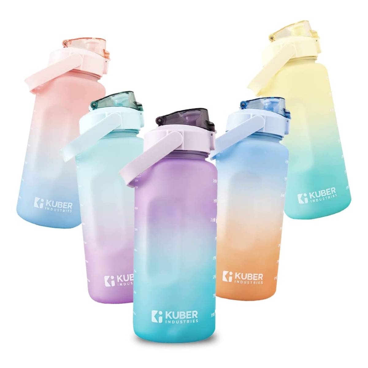 Kuber Industries Motivational 2 Litre Water Bottle with Time Marker Green