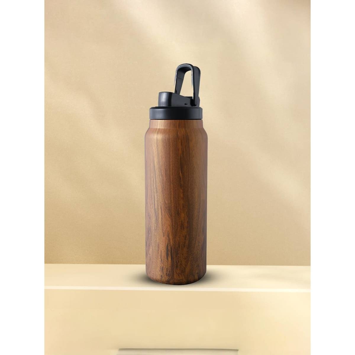 UMAI Stainless Steel Vacuum Insulated Printed Water Bottle|900 ml|Wooden Print