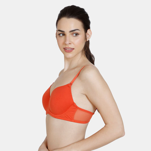 Zivame Beautiful Basics Padded Non Wired 3/4th Coverage T-Shirt Bra - Fig