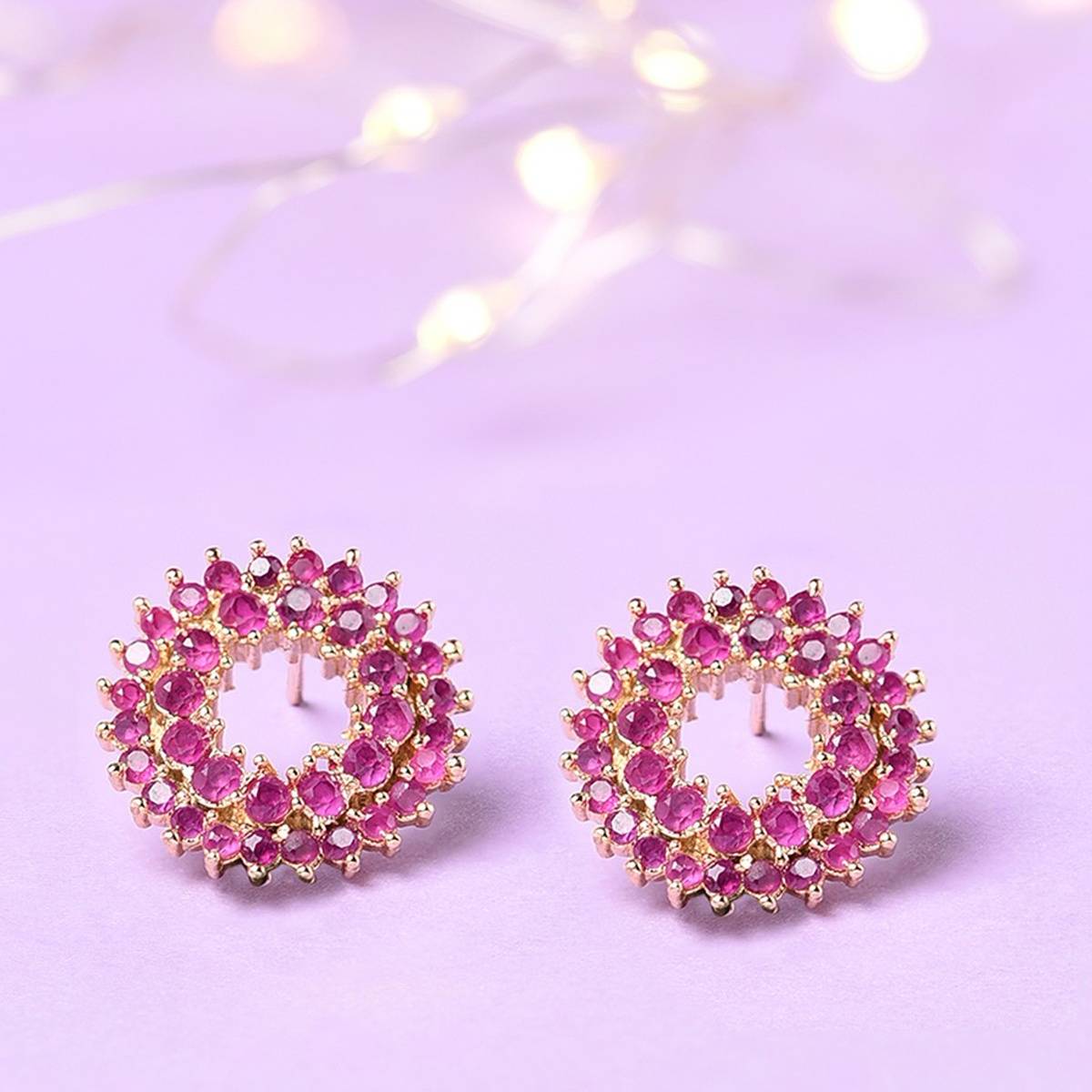 Zaveri Pearls Pink Cubic Zirconia Contemporary Brass Studs Earring-ZPFK14572