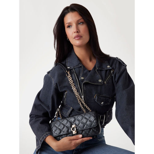 Guess Black Quilted Bessey Convertible Sling Bag