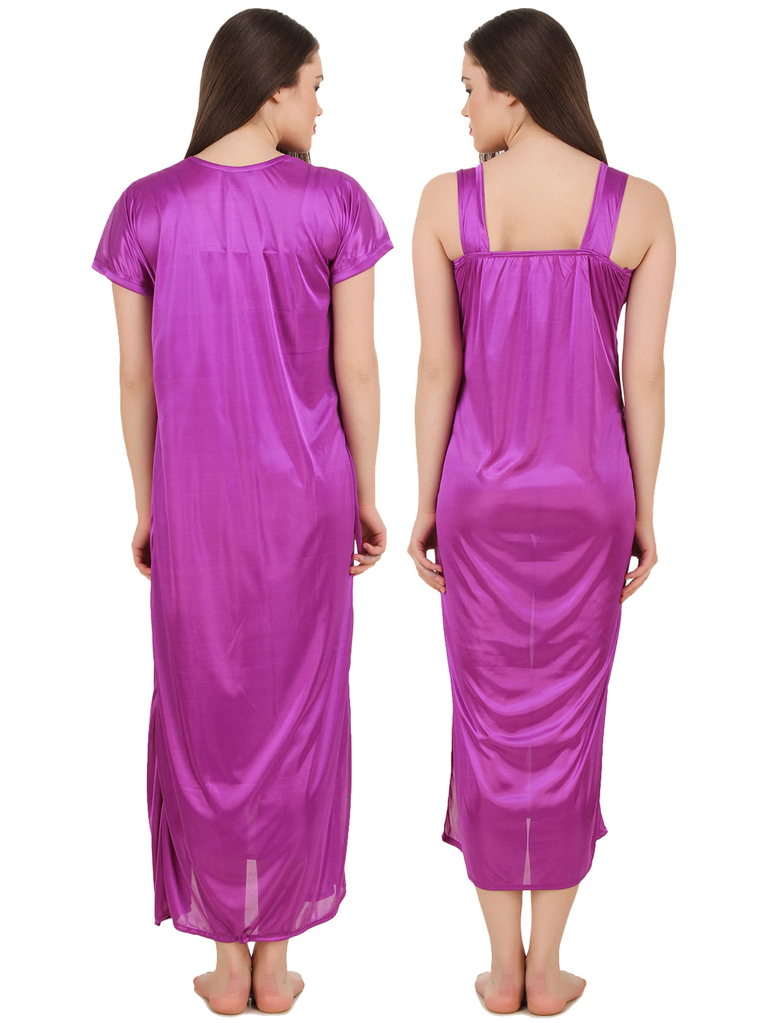 Buy Fasense Women Satin Nightwear Sleepwear 2 Pc Set Of Nighty, Robe ...