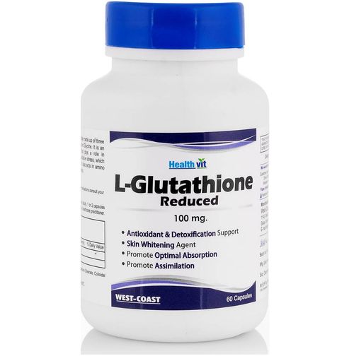l glutathione reduced for skin whitening HealthVit L-Glutathione Reduced 100mg 60 Capsules