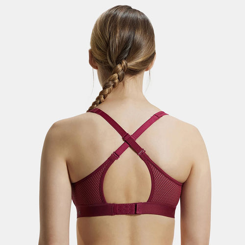 Buy Wirefree Padded Tactel Nylon Elastane Full Coverage Sports Bra with  Optional Cross Back Styling - Midnight Sail AP21