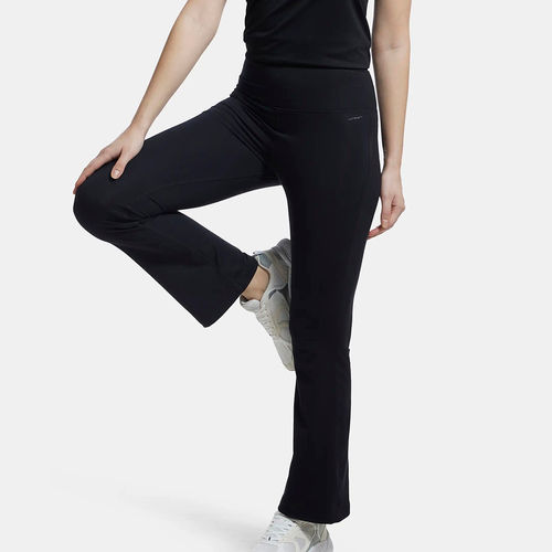 Buy Jockey MW77 Women Microfiber Elastane Stretch Regular Fit Flared Pants  - Black Online