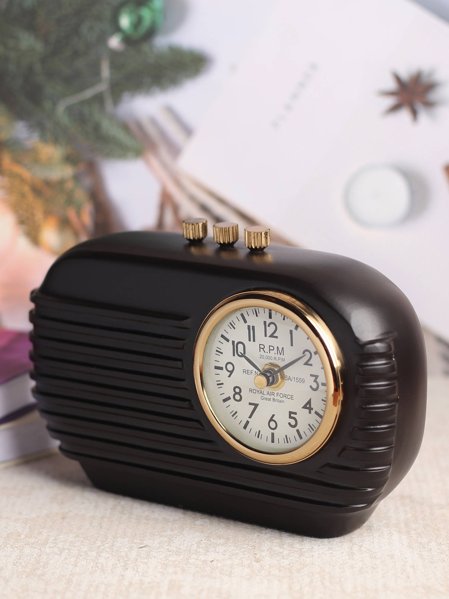 De Maison Decor Radio Reverie Table Clock Black