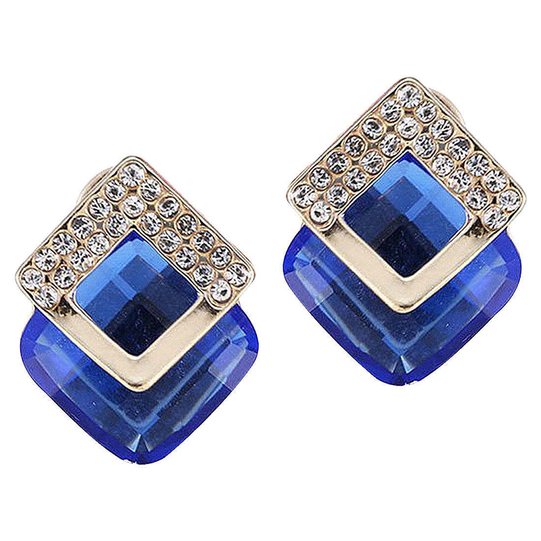 Peora Gold Plated Shining Square Blue Crystal Stud Earrings (PX8E43B ...