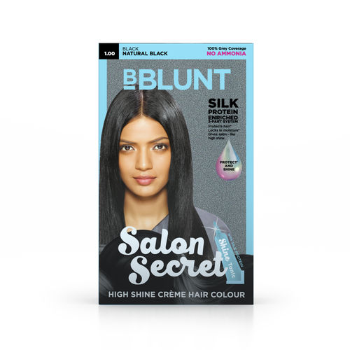 BBLUNT Salon Secret High Shine Creme Hair Colour Black Natural Black 1, No  Ammonia: Buy BBLUNT Salon Secret High Shine Creme Hair Colour Black Natural  Black 1, No Ammonia Online at Best