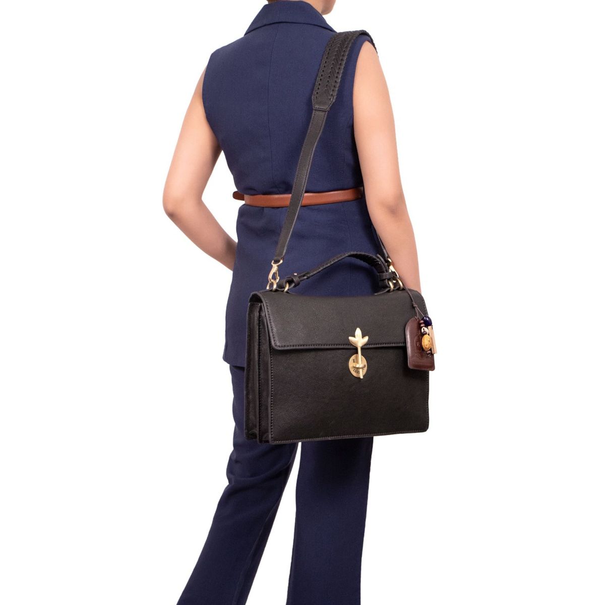Buy Hidesign Preserve 01 Black Women's Office Laptop Bag (M) Online