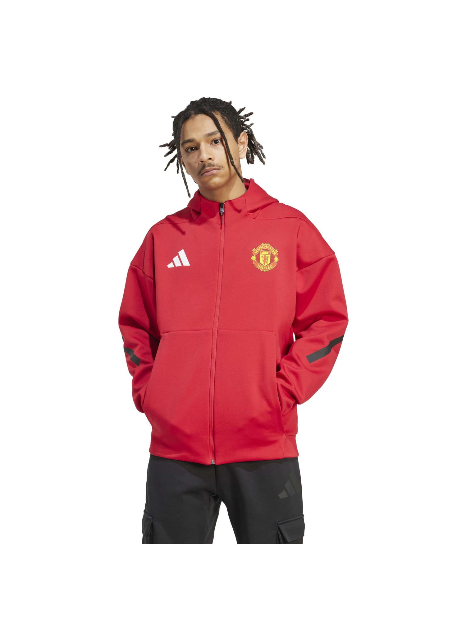 Buy adidas Men Red Manchester United Z.N.E. Anthem Hoodie Online