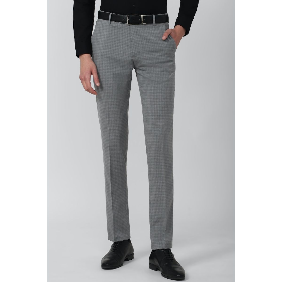 Buy Men Grey Solid Slim Fit Formal Trousers Online - 936451 | Peter England