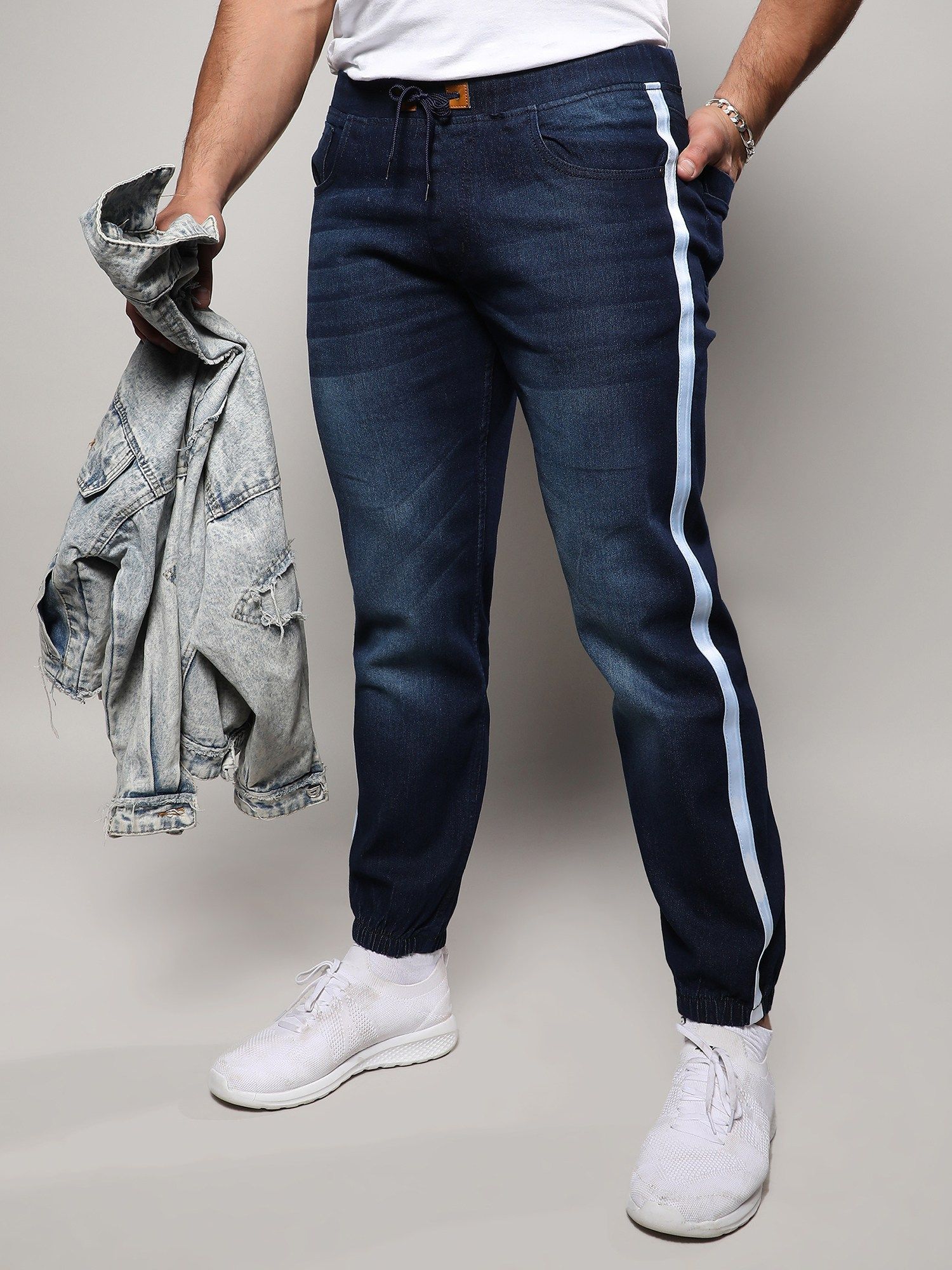 Side stripe jeans mens online shop