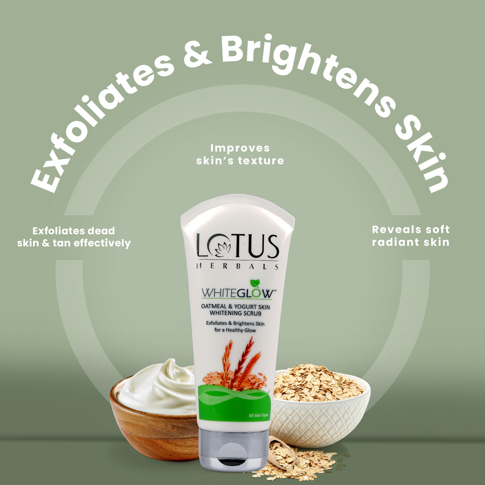 Buy Lotus Herbals Whiteglow Skin Brightening Oatmeal & Yogurt Scrub