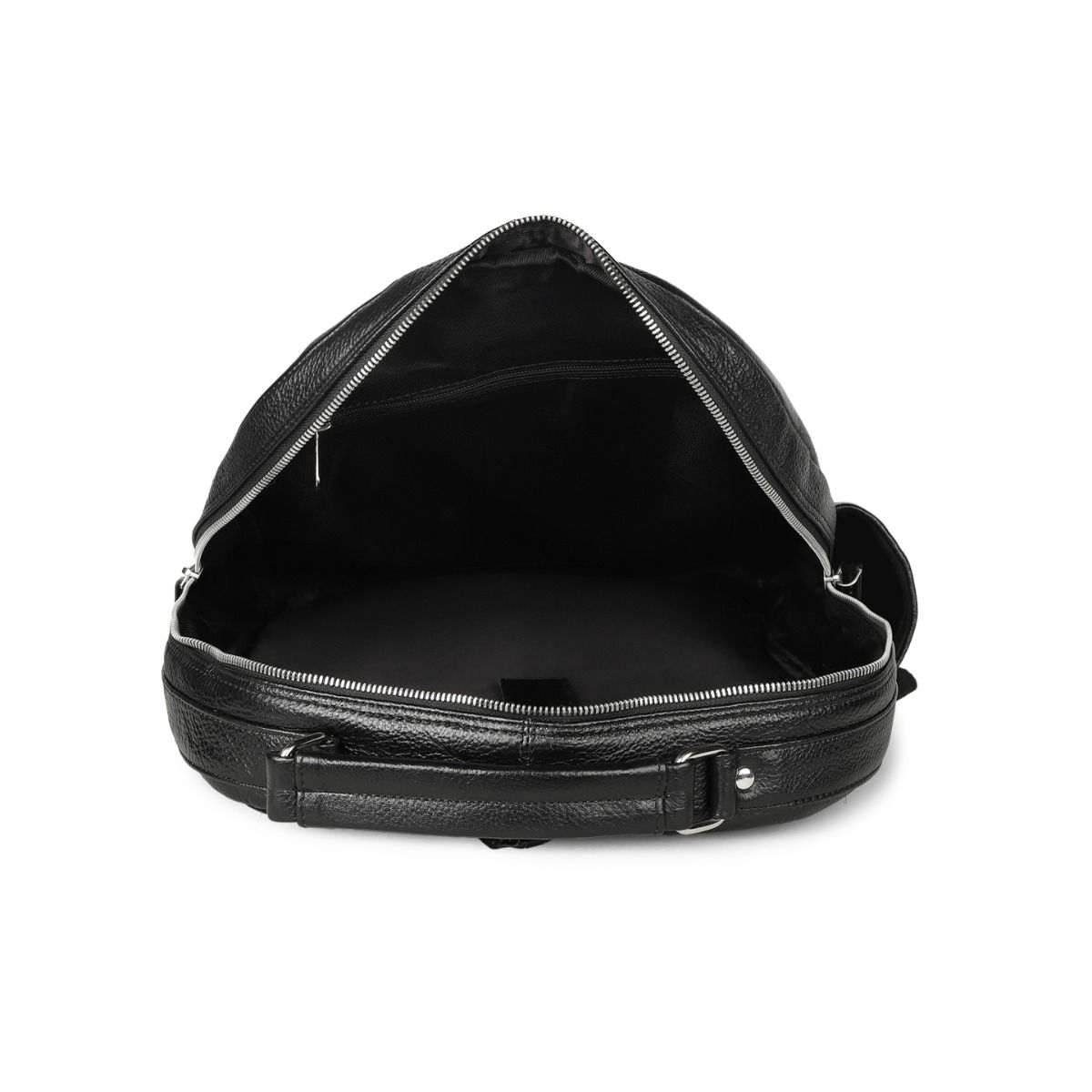 Buy Teakwood Unisex Genuine Leather Black Solid Backpack Online