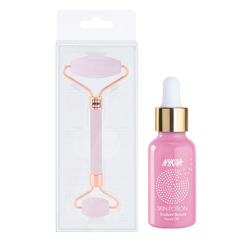 Nykaa Naturals Rose Quartz Face Roller + Radiant Beauty Facial Oil Combo for Glowing Skin