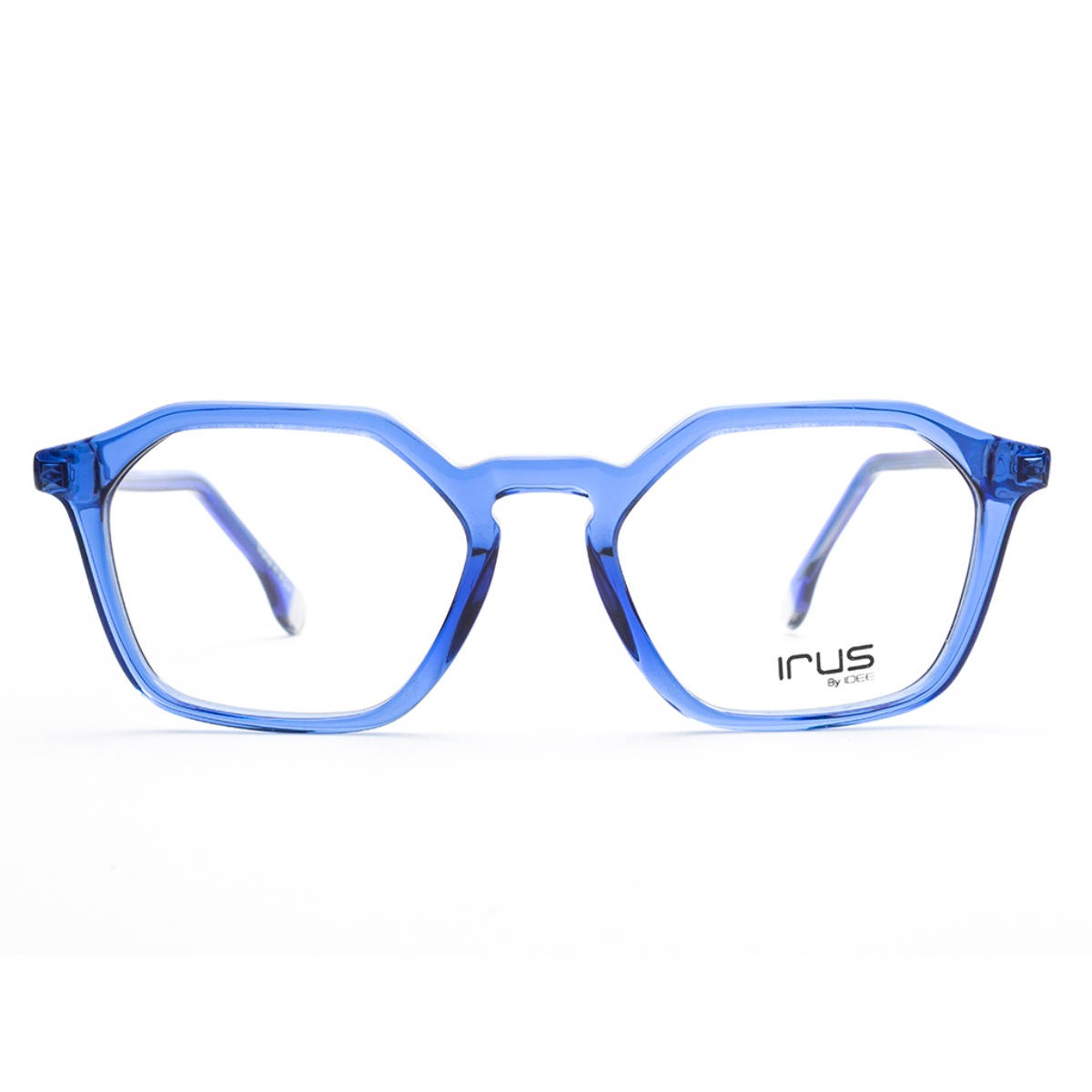 IRUS Unisex Full Rim Irregular Shiny Crystal Blue Acetate Eyeglass Frame (51)