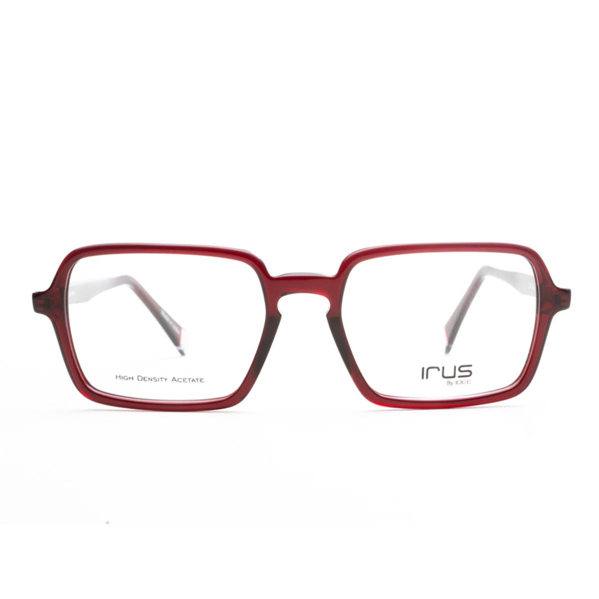 IRUS Men Full Rim Square Shiny Crystal Burgundy Acetate Eyeglass Frame (53)