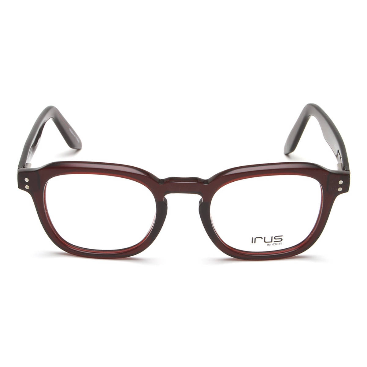 IRUS Men Full Rim Square Shiny Crystal Red Acetate Eyeglass Frame (49)