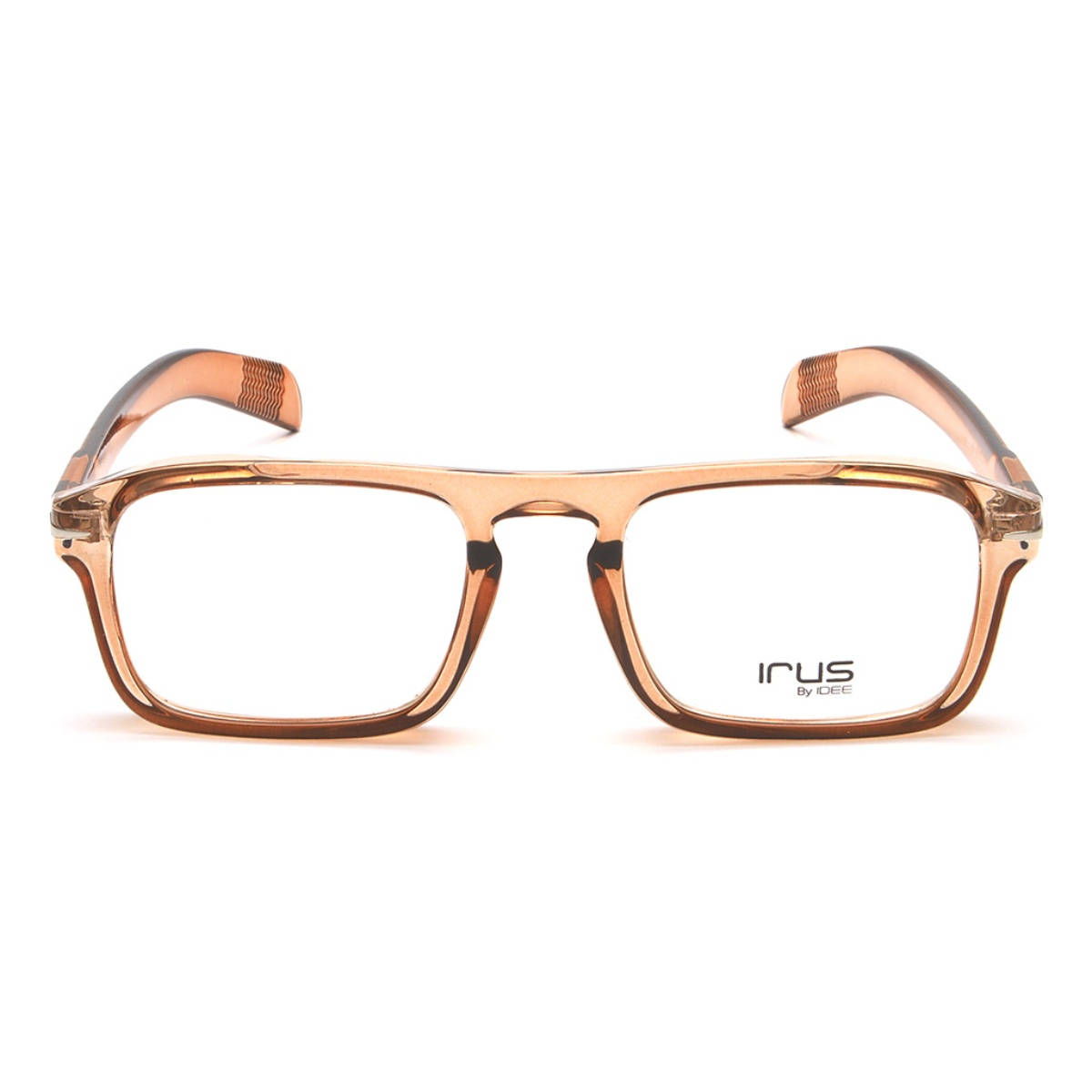 IRUS Men Full Rim Rectangle Shiny Crystal Brown Polycarbonate Eyeglass Frame (51)