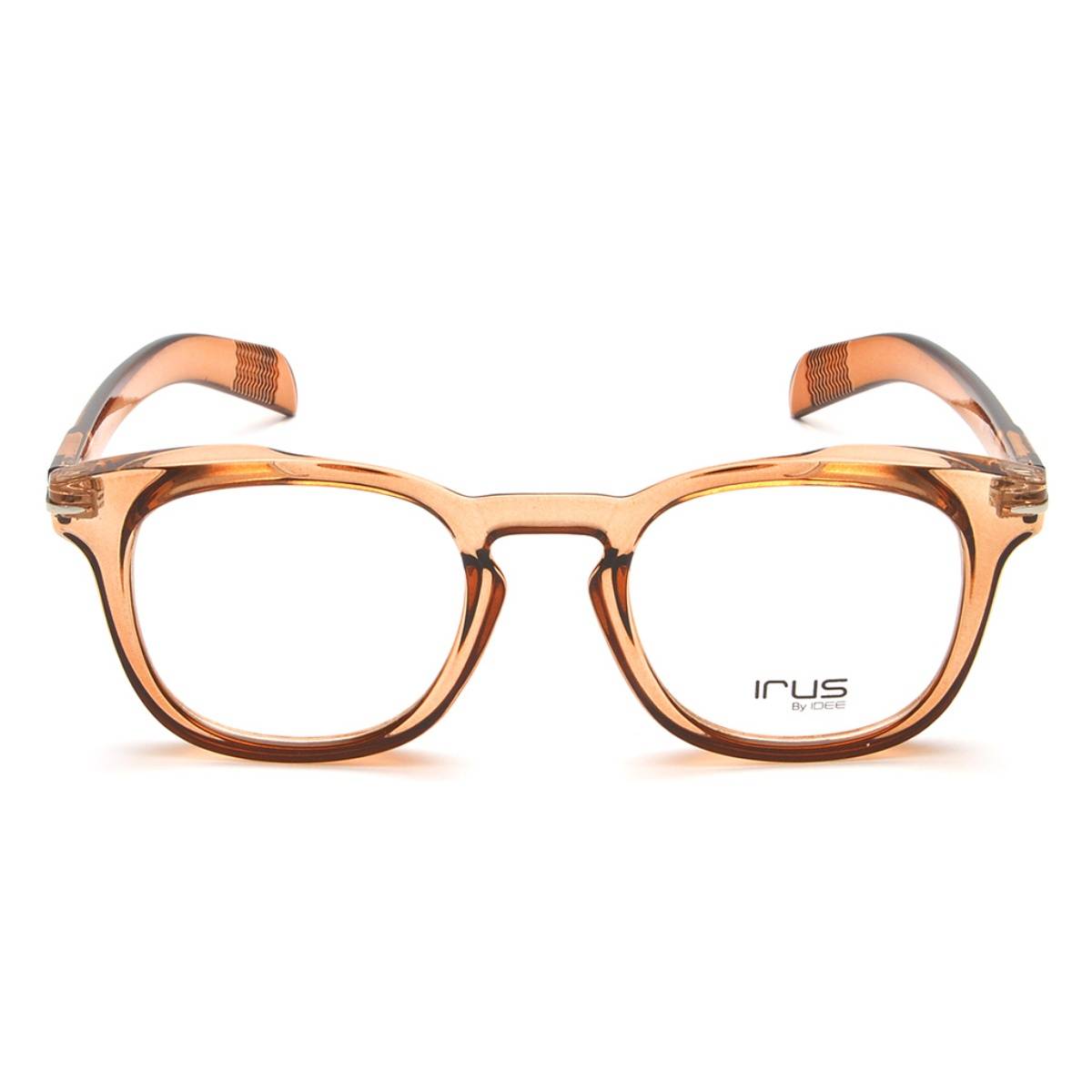 IRUS Men Full Rim Square Shiny Crystal Brown Polycarbonate Eyeglass Frame (59)