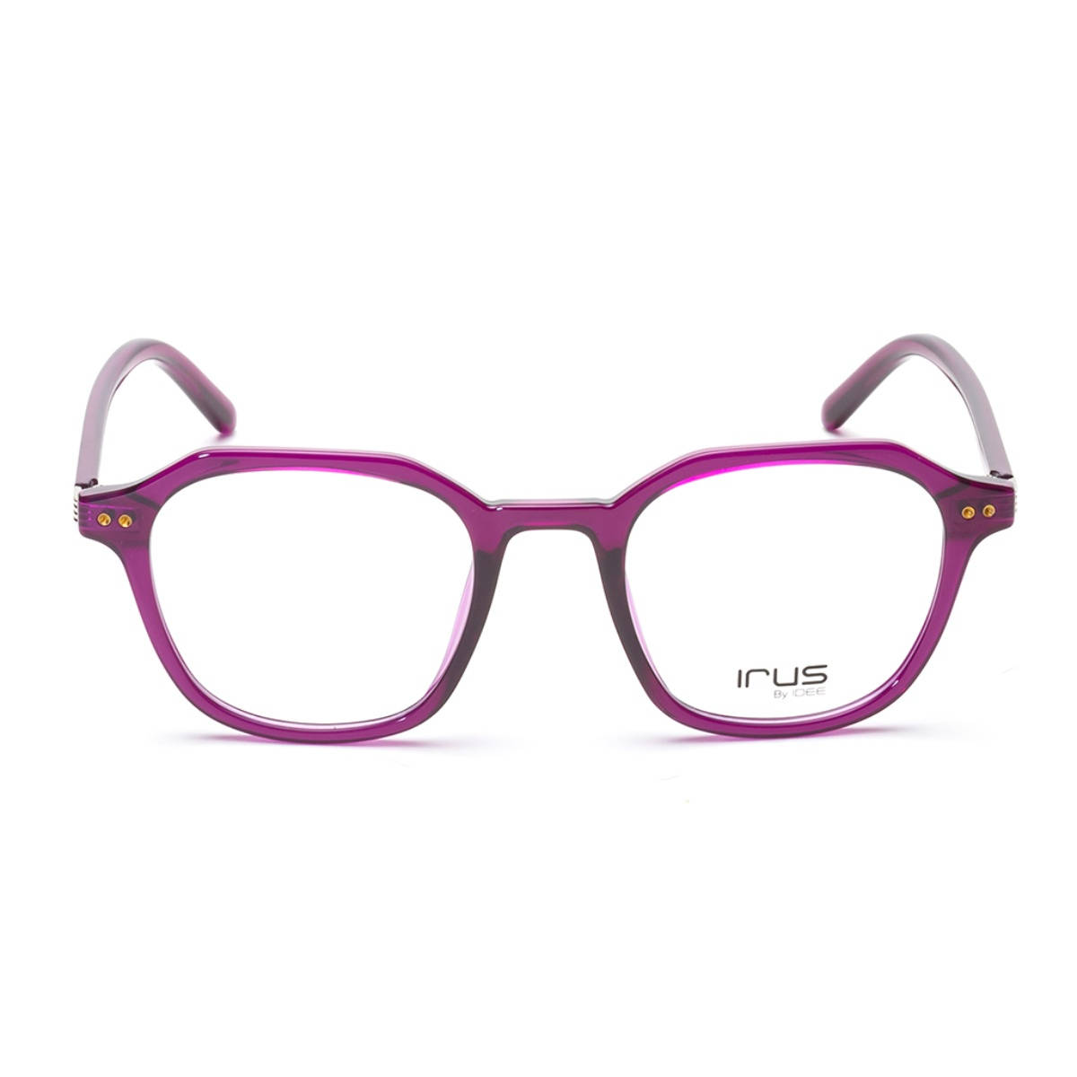 IRUS Unisex Full Rim Square Shiny Crystal Purple TR90 Eyeglass Frame (49)