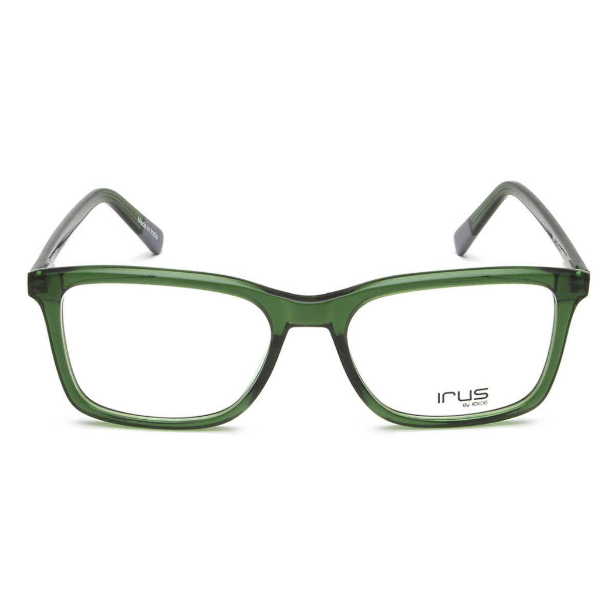 IRUS Men Full Rim Square Shiny Crystal Green Acetate Eyeglass Frame (55)