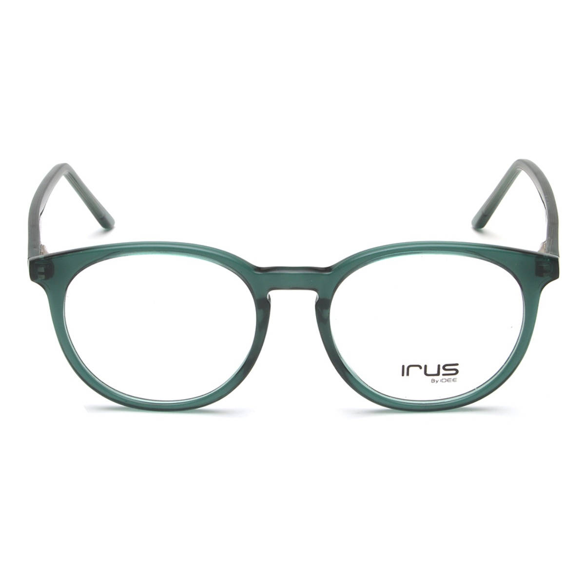 IRUS Men Full Rim Round Shiny Crystal Green Acetate Eyeglass Frame (48)