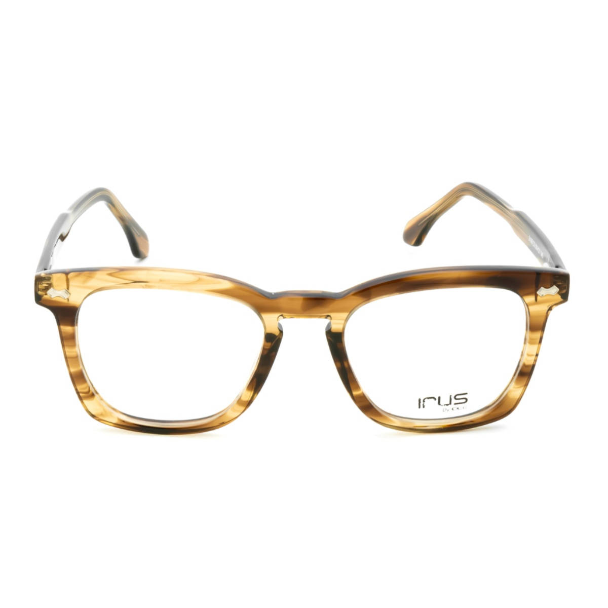 IRUS Men Full Rim Square Shiny Crystal Brown Acetate Eyeglass Frame (50)