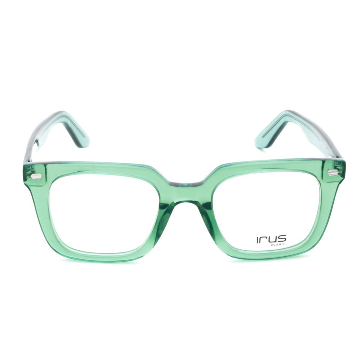 IRUS Men Full Rim Square Shiny Crystal Green Acetate Eyeglass Frame (49)