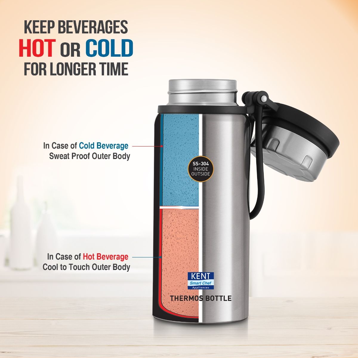 Kent 16049 Stainless Steel Thermos Bottle, 700 ml, Silver Buy Kent
