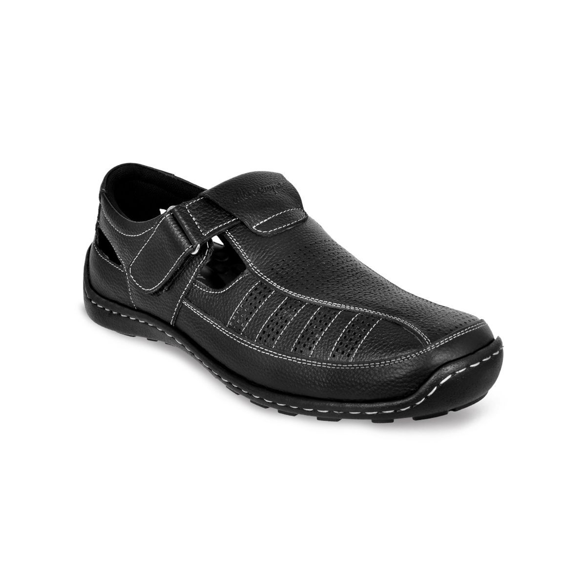 Allen Cooper Black Leather Sandals - 9