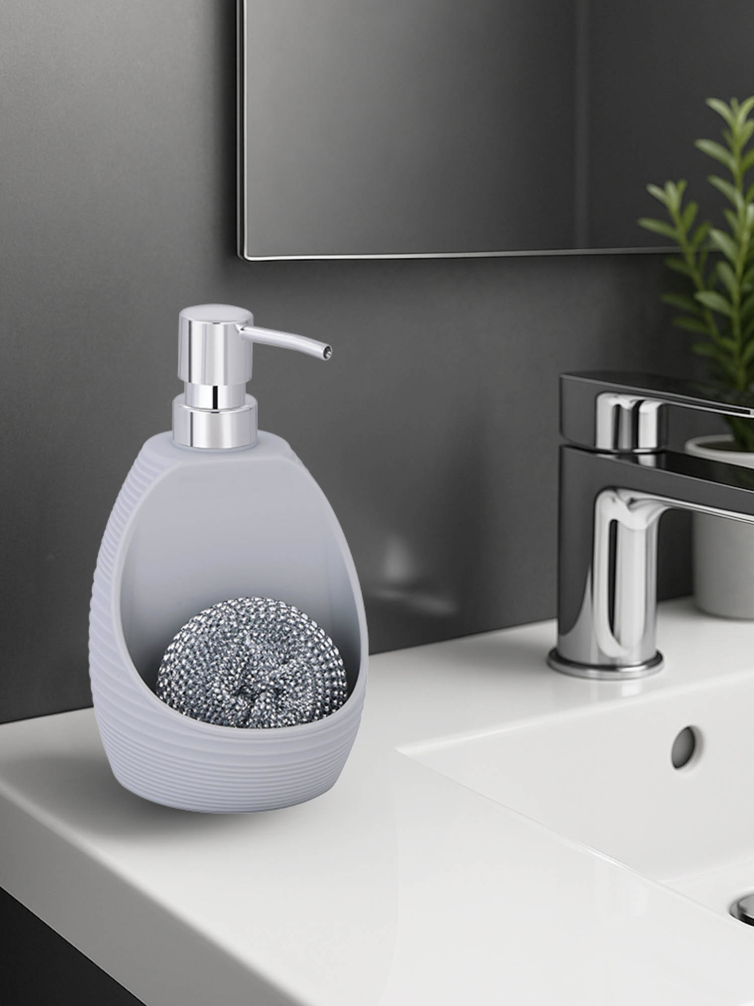 OBSESSIONS Pvc Solid Soap Dispenser-Light Grey