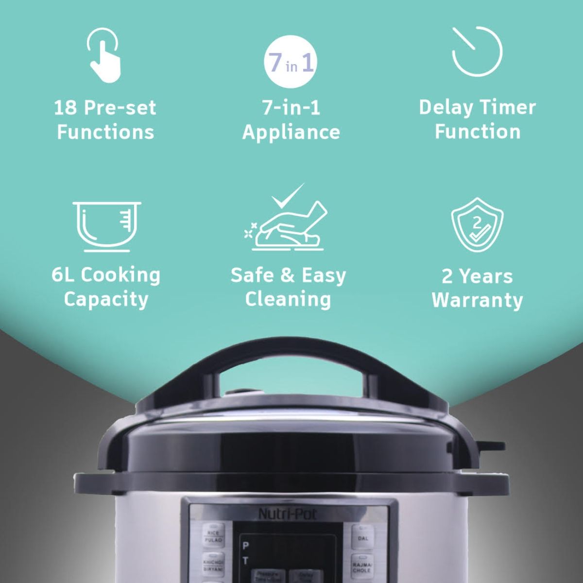 Wonderchef NutriPot Electric Pressure Cooker with 7in1 Functions, 6L