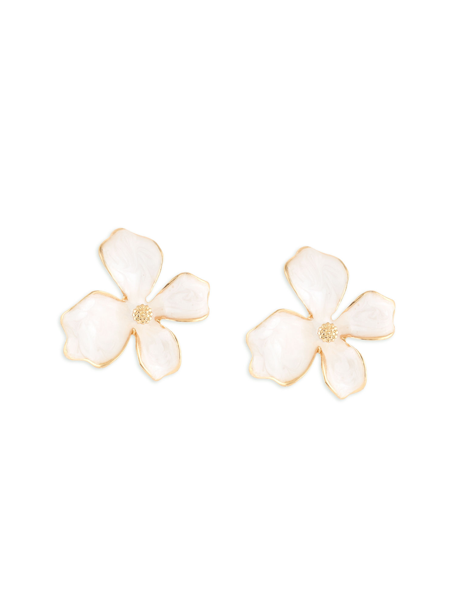 Buy Zaveri Pearls White Enamelling Statement Flower Contemporary