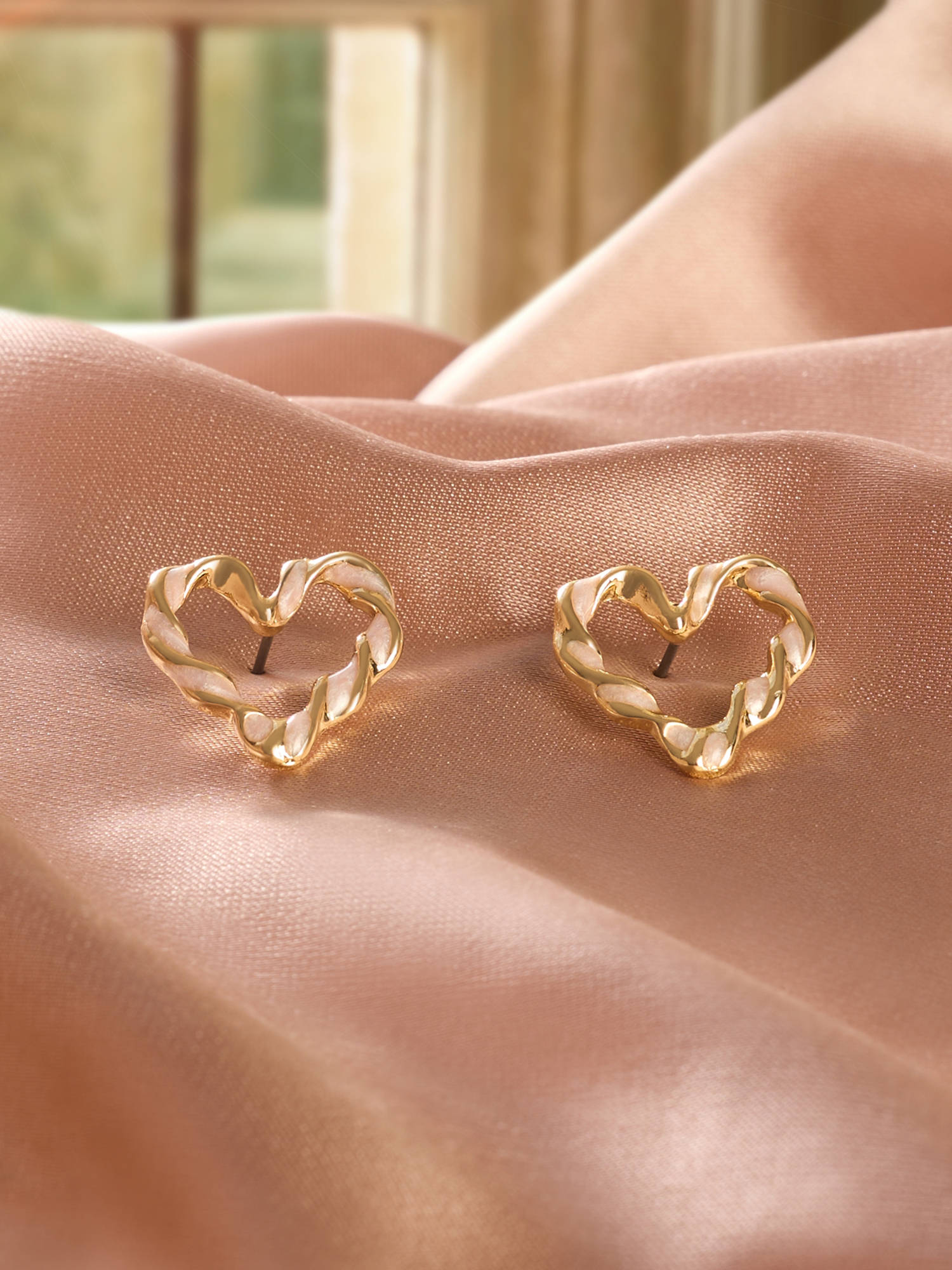 Zaveri Pearls Pink Enamelling Contemporary Minimal Studs Earring-ZPFK21874
