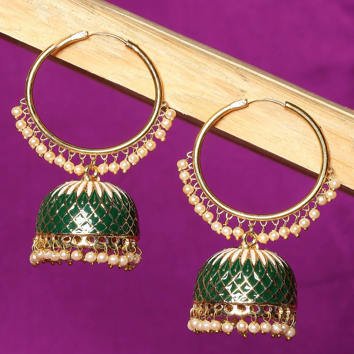 Jhumka Bali Gold White Hoop Big Kundan Earringbollywood  Etsy  Gold  pendants for men Gold jewelry outfits Jewelry design earrings