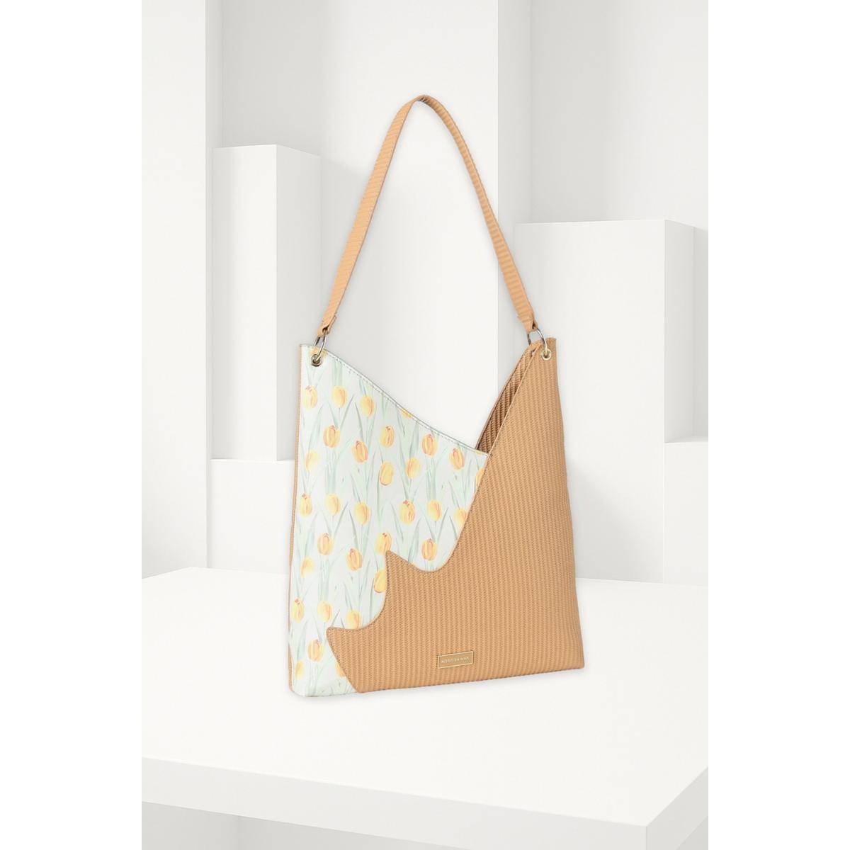 Van Heusen Women Beige Printed Casual Handbag