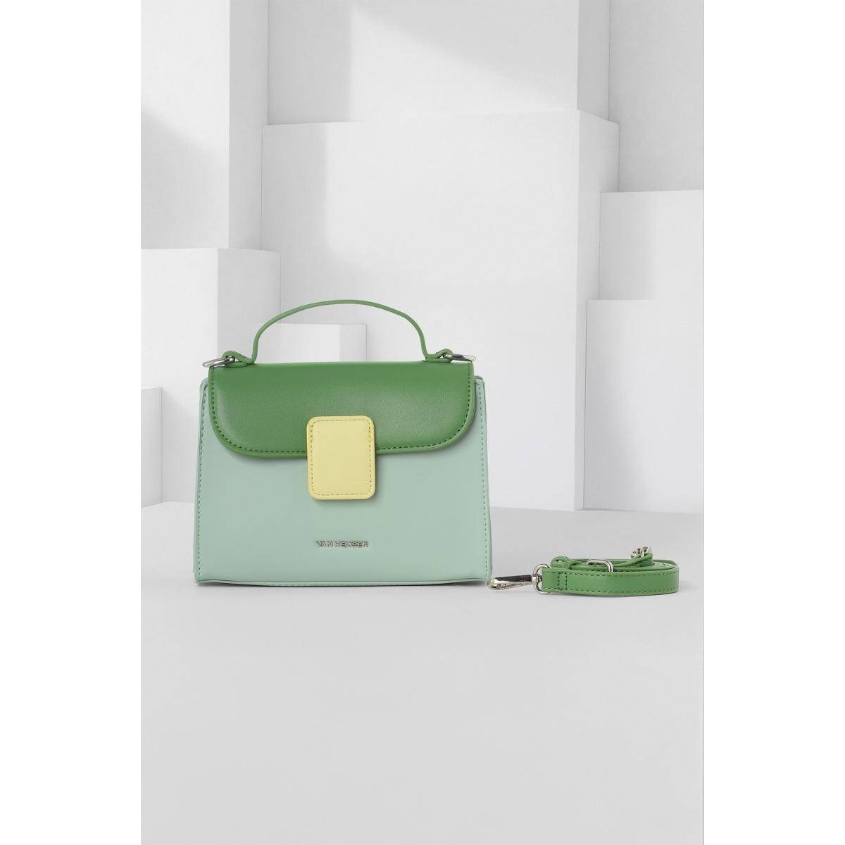 Van Heusen Women Green Colorblock Casual Sling Bag With Detachable Strap