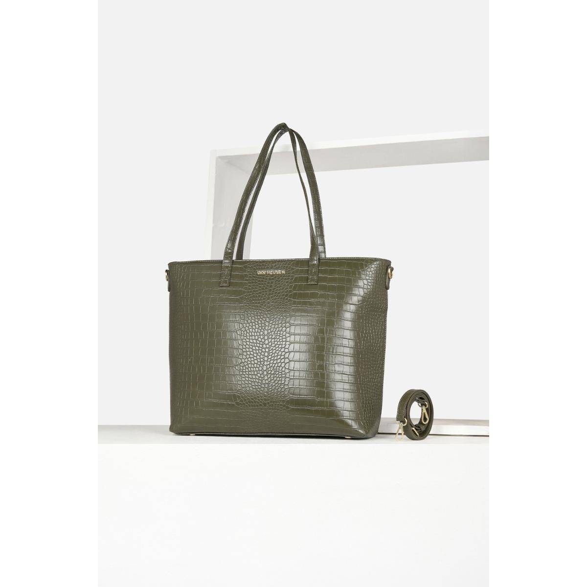 Van Heusen Women Olive Textured Formal Handbag