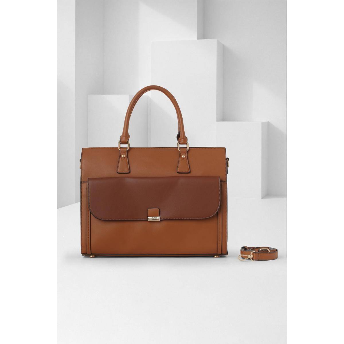 Van Heusen Women Brown Colorblock Formal Handbag
