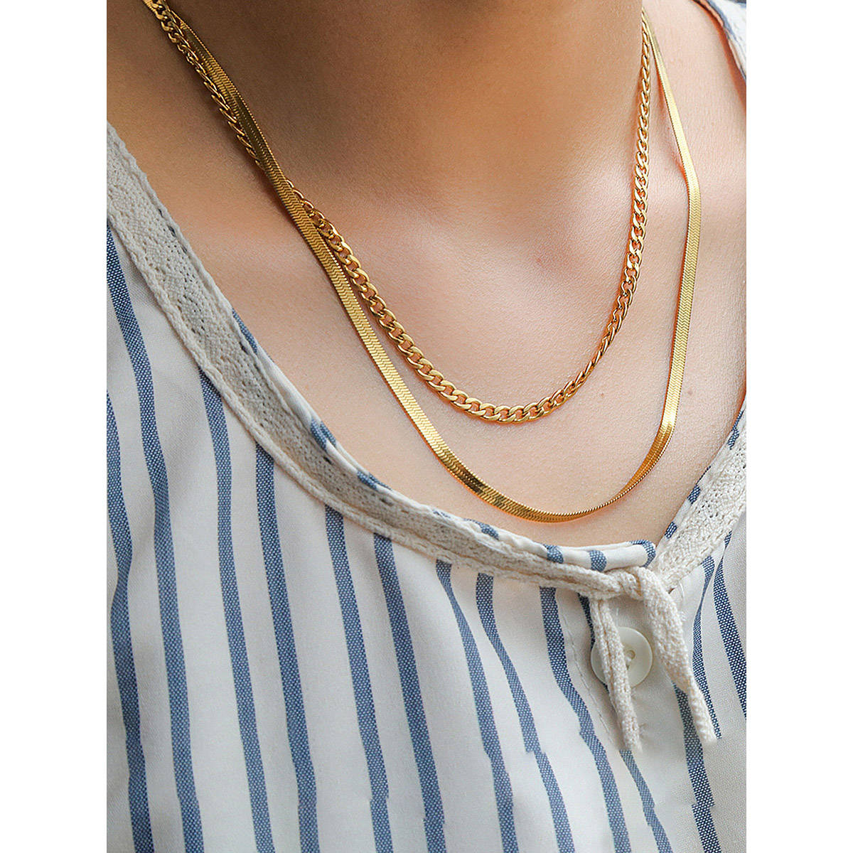 Designs & You Gold-Plated Anti Tarnish Chain Layered Necklace