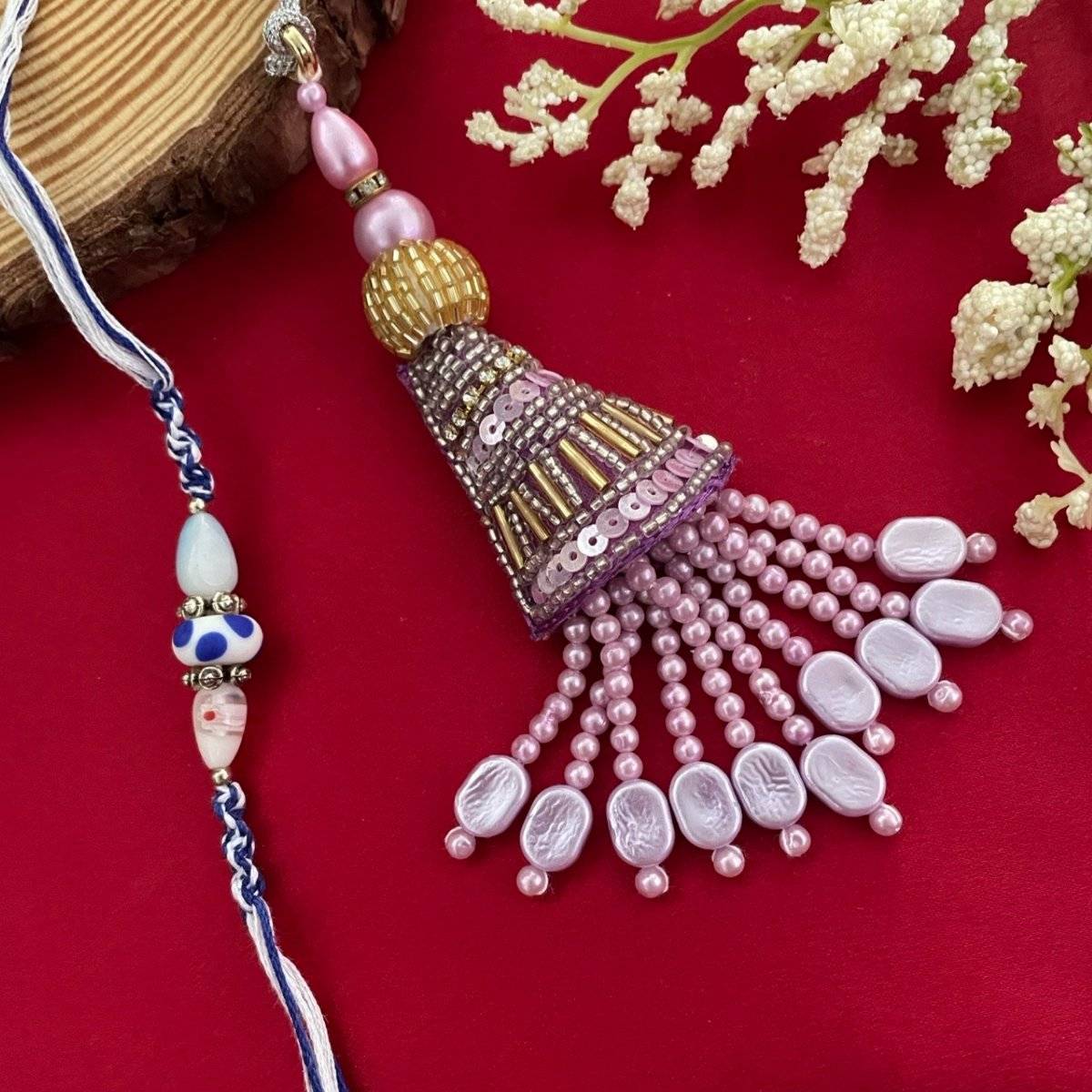 Digital Dress Room Beads/Tassel Lumba Rakhi (Set of 2)