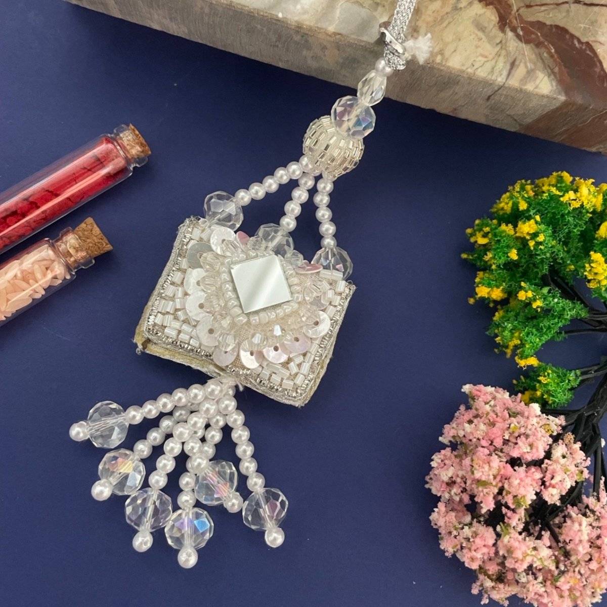 Digital Dress Room Tassel Mirror Work Latkan Lumba Rakhi