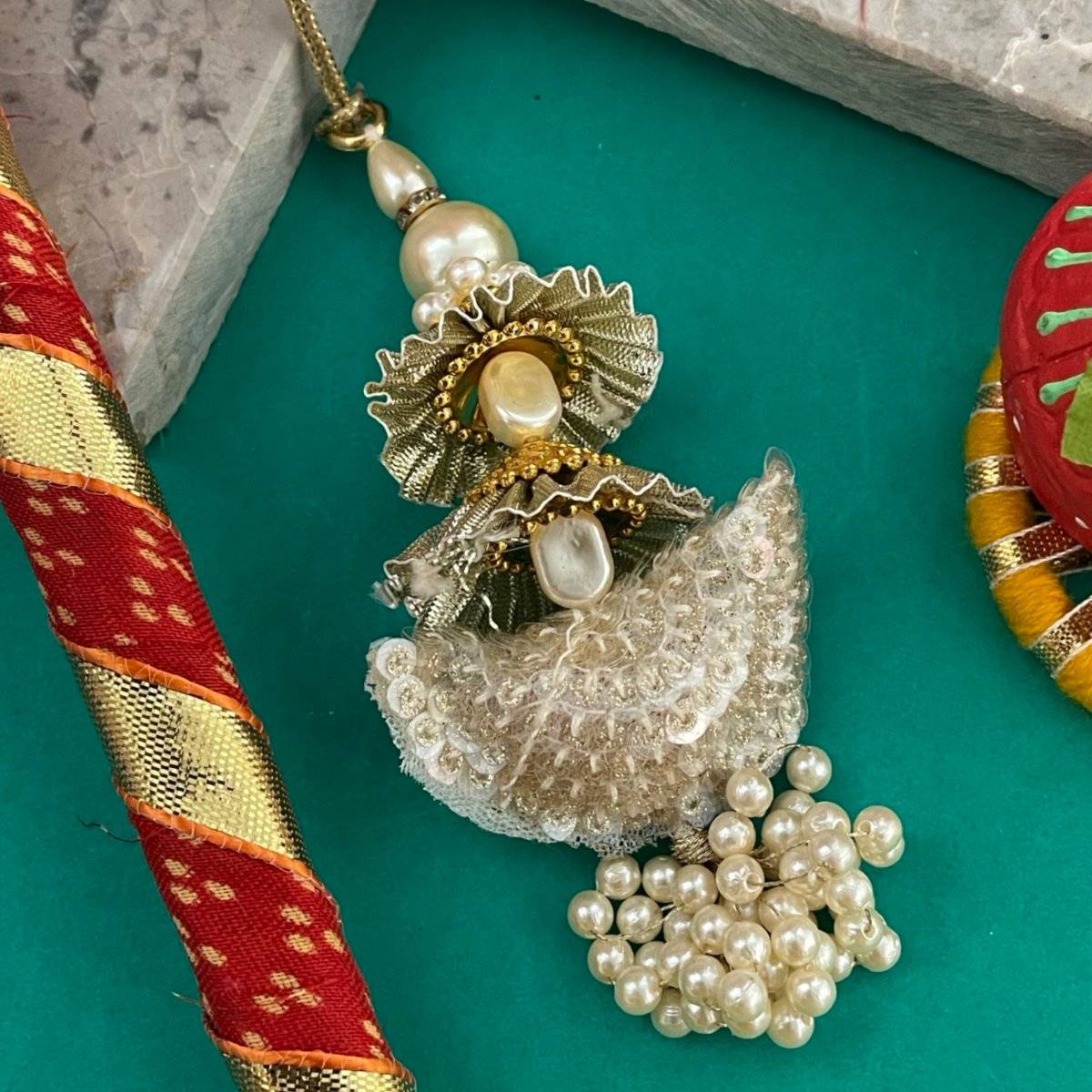 Digital Dress Room Tassel Pearls Thread Latkan Lumba Rakhi