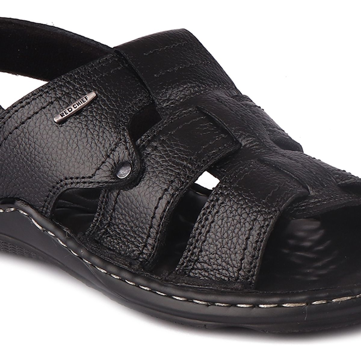 Red Chief Men's NDM Black Leather Sandal (RC0317 045), 6 UK : Amazon.in:  Fashion