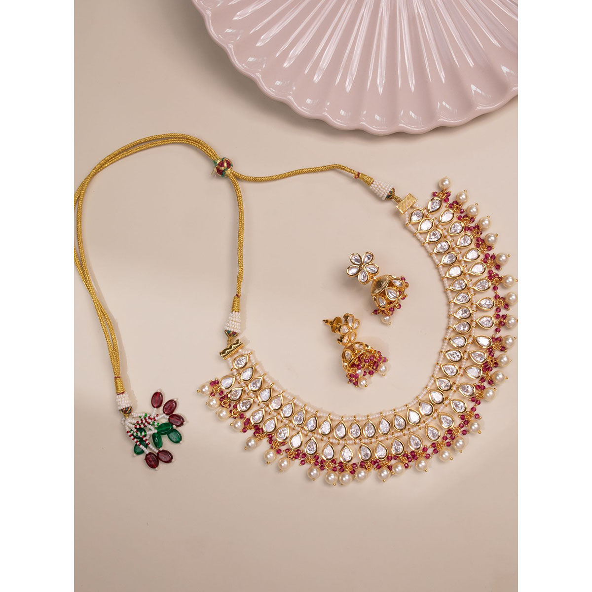 Buy Johori Kundan Polki Choker Necklace Set Online