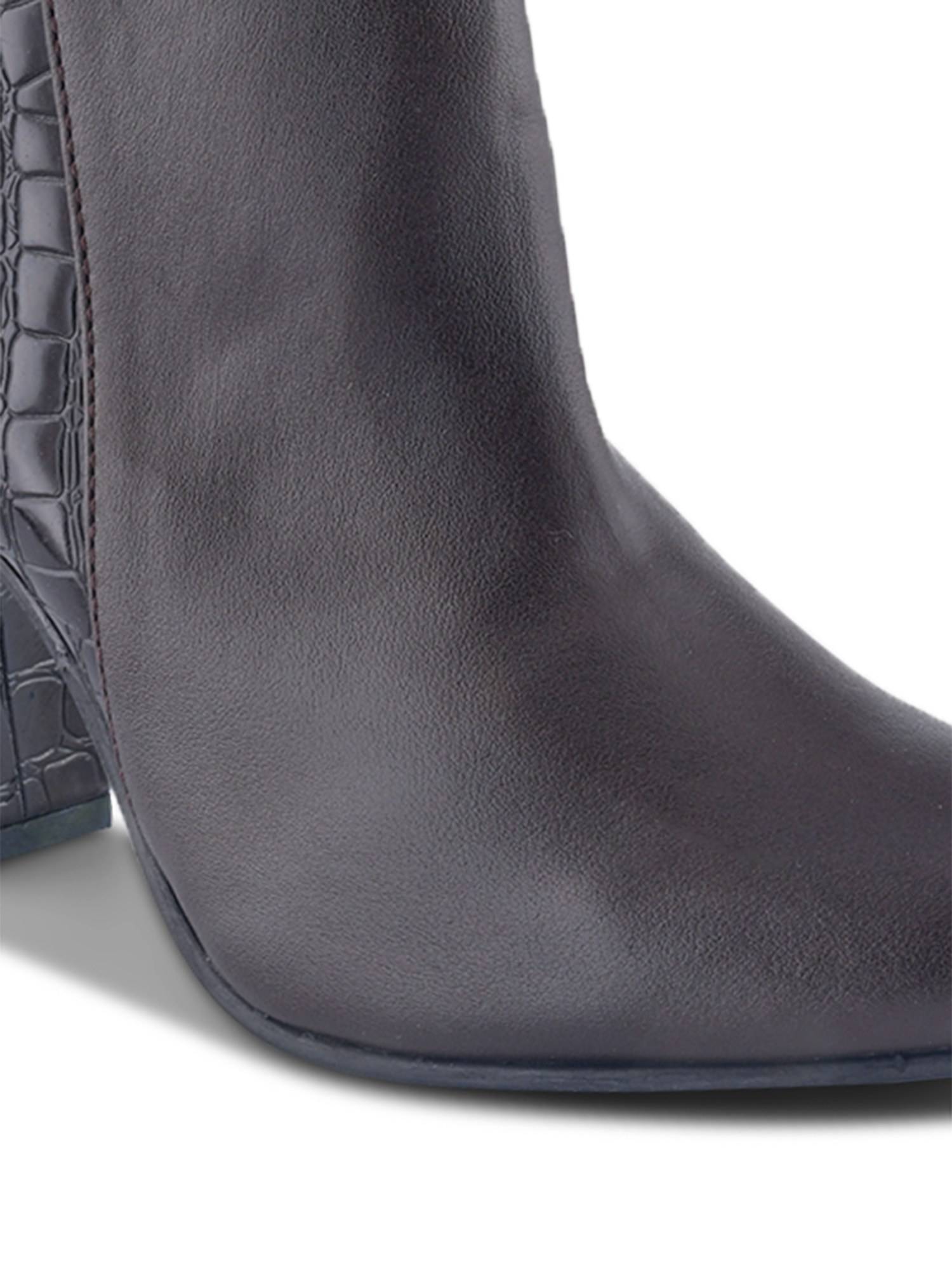 Buy SHUZ TOUCH Women Brown Croc-Textured Casual Boots Online